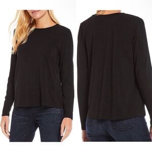 Eileen Fisher NWT Tencel Jersey Long Sleeve Crew
Neck Top Black Size S